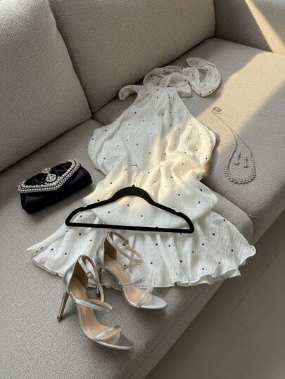 波点层叠迷你连衣裙 | 时尚优雅连衣裙，浪漫欧式度假风层叠蛋糕裙，适合情人节、工作、约会、浪漫假期、派对、休闲下午茶、日常穿着，四季皆宜