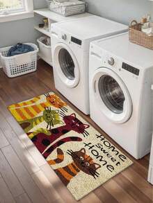 1pc Cartoon Cat Welcome Mat, Quick Absorbent & Dry Kitchen Rug, Non-Slip Super Soft Entryway Doormat, Suitable For Bathroom, Bedroom, Kitchen, Living Room, Ideal Bathroom Accessory, Home Decor - Multicolor - View 9