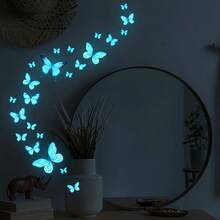 YITAPE 23pcs Butterfly Wall Decals Set, Non-Luminous Bedroom Decor Wallpaper, 7.79 Inch Wide, PVC Material, Suitable For Bedroom Wall, Background Decoration And Room Arrangement - Luminous Butterfly - View 1