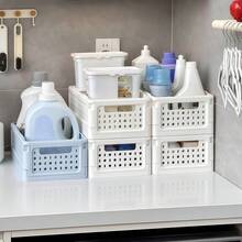 Modern Minimalist Under Cabinet Storage Box - Stackable & Foldable Plastic Organizer Basket For Desk Clutter, Bathroom Vanity For Detergent/Toiletries/Cosmetics, Space-Saving No-Installation Required - Multicolor - View 7