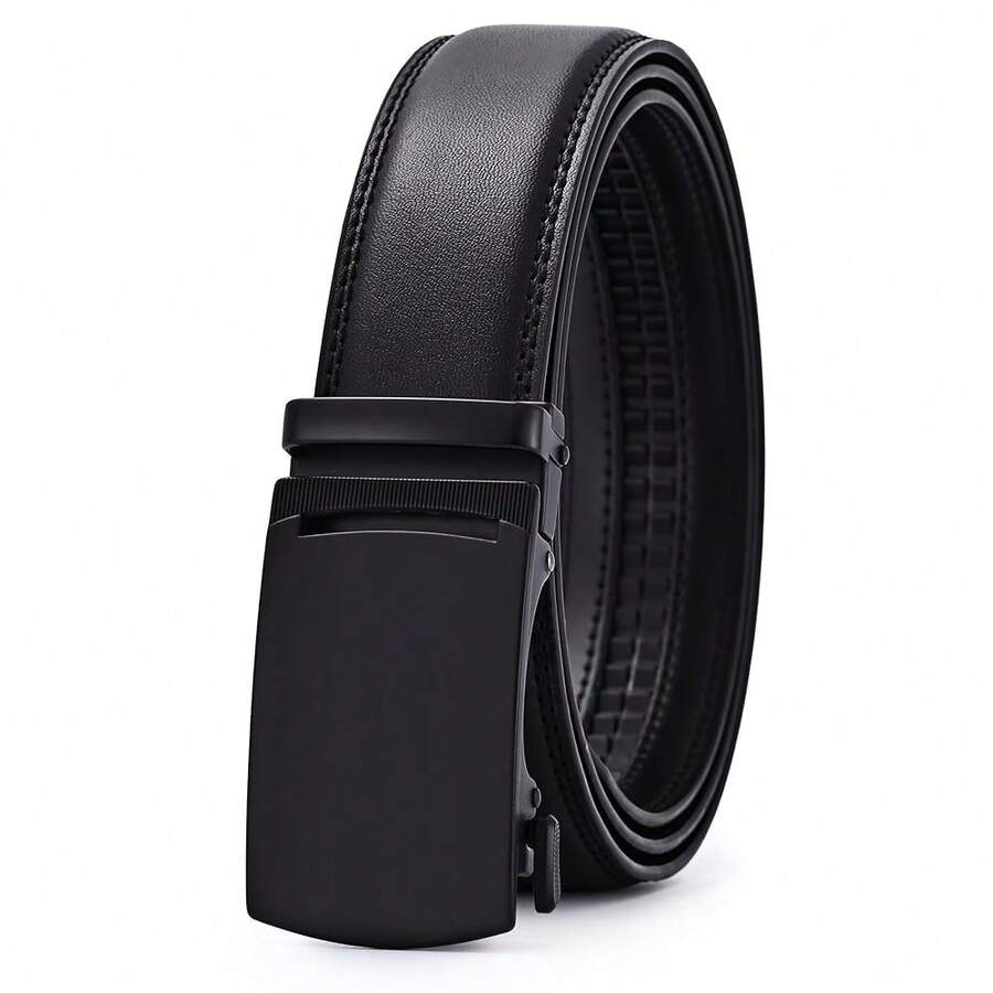 Men's Belt, Ratchet Dress Casual Belt With Adjustable Automatic Buckle Trim To Fit,30inch-36inchWaistAdjustable,A-Black-10 - A-黑色-10 - 查看 1