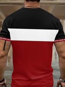 男士印花圆领短袖T恤和休闲长裤套装 - 彩色 - 查看 3