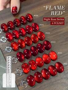 annies 16ml/1 conjunto Série Rosas da Noite 6 Cores Esmalte de Unhas Gel Efeito Gato, 2025 Vermelho Cereja Mais Novo Efeito Gato Manicure DIY Unhas - Multicolorido - Visão 2