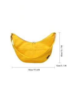 Japanese Style Solid Color Casual Large Capacity Student Dumpling Shoulder-Body Crescent Lunar Messenger Bag, Versatile Shopping Tote - Màu vàng - Xem 3