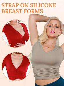 ANGDIE Silicone Breast Prosthesis, Suitable For Mastectomy, Prosthetic Aging, Shoulder Strap Silicone Breast Pads - Khaki - View 4