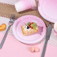 10/20/30pcs,Gradient Pink Party Tableware Set With Elegant Light Pink To Soft Magenta Ombre 7inch And 9inch Paper Plates,Shimmering Paper Cups,Pastel Sprinkle Dinnerware Party Plates And 9oz Cups For Girl Woman Birthday Wedding Showers,Anniversary - Multicolor - View 2