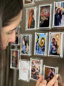 1pc Customized Magnetic Photo Frame, Acrylic Magnetic Photo Frame, Personalized Gift For Family And Friends, Home Decor, Souvenir, Mother's Day Gift, Wedding Essential