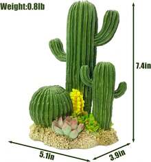 Decoración de tanque de reptiles, escondite de lagarto y plantas cuevas, decoraciones de terrario, cactus de resina, desierto, acuario, tanque de hábitat, accesorios para dragón barbudo, camaleón, leopardo, gecko, serpiente (cactus) - Cactus - Ver 3