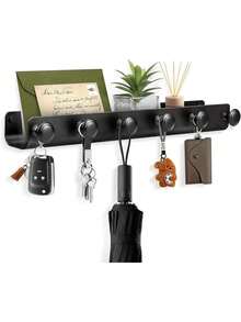 EstiloNOVANGUA Portal Llaves De Metal De Muro, Colgador Llaves, Estante Pared Multifuncional Con 6 Ganchos, Soporte Llaves Entrada, Organizador De Cocina Para Muro AutoadhesivoVersióN Mejorada - 1 - Ver 1