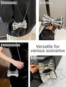 Mini Bow Clutch Purse,[US-Based Shipping]Women's Fashion Chain Crossbody Bag,The New Fashion Classic Joker Gorgeous Bright Gold Alec Bow Design Hard Shell Bag Box Bag Dinner Bag Metal Chain Can Be Slung For Parties,Bow Shaped Mini Party Bag,Mini Bowknot Mini Evening Bag,Small Personalized Fashion Chain Lipstick Bag For Women,Suitable For Valentine's Day, Parties, Dates, Coin Purse,Decorative Shoulder Crossbody Bag,Silver, Gold Earphone Case,Elegant Prom Bag,Women Decorative Accessory Bag,Gathering, Travel, Shopping With Internal Mirror,Women Chain Strap Shoulder Crossbody Bag,Women's Fall Clothing Winter Clothing Christmas Gift Fall Autumn Velvet Furry Party Fuzzy Plush Thanksgiving Festival Cyber Monday Holiday Knitted Winter Valentine' S Day Gift Christmas Women Crossbody,Bags Purses Purses And Bags Women Black Purse Bags For Women Gold Purse Carteras Para Mujer Crossbody Bags For Women Silver Purse Christmas Gifts Tote Bag Handbags For Women Stocking Stuffers Gifts For Women - 彩色 - 查看 8