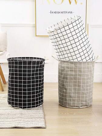 1 pieza - Cesta de lavandería circular plegable, cesta de almacenamiento grande de tela, cesta de regalo para caja de juguetes, cesta de ropa para dormitorio, cesta de regalo para guardería infantil