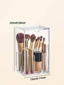 Large-Capacity Acrylic Cosmetic Storage And Display Box, Lightweight Makeup Brush Holder With Polished Surface, Dustproof And Moisture-Proof, Large Opening For Easy Access - Ideal For Travel And Business Trips, Travel Makeup Brush Case - Multicolor - View 9