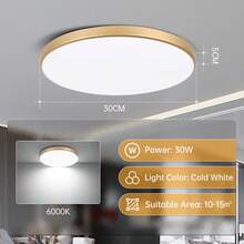 CANMEIJIA 1 đèn LED âm trần tròn hiện đại màu vàng, 220V, 3 nhiệt độ màu (Trắng/Trung tính/Ấm), 18W/30W/40W/50W, đèn trần phòng khách/phòng ngủ/nhà bếp - Đèn trần vàng - Xem 17