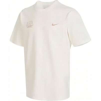  Nike Sportswear Essentials Series Minimalist Letter Print Ribbed Breathable Crew Neck Short Sleeve T-Shirt, White