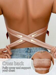 Women's Front Closure Minimalist Fitted Casual Wireless Bra - Apricot - View 5