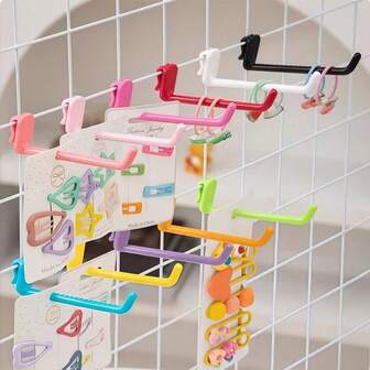 10pcs Durable Plastic Hooks, Suitable For Metal Grid Boards - Powder Coated, Ideal For Supermarkets, Retail Stores, Warehouses And Home Use