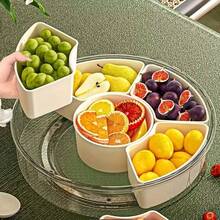 Round 6-Compartment Food Storage Container - Circular Organizer For Spices Candy Nuts Snacks, Kitchen Pantry Countertop Organizer With Removable Dividers, Clear Stackable Home Storage Solution, Essential Household Organization System - Multicolor - View 2