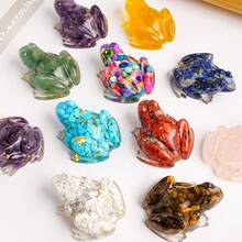 1件天然水晶石青蛙雕像灵气护身符风水办公室家居装饰雕塑水晶摆件 - 滴膠青蛙 - 查看 9