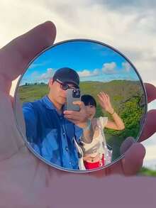 1个旅行自拍凸面镜，广角玻璃镜，小圆镜，可用于记录脚印，手持摄影道具，适合户外旅行摄影和家居装饰 - 彩色 - 查看 7