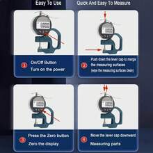 Medidor de Espesor, Herramienta de medición de Espesor Papel de Pantalla Digital Tela de Cuero Medidor de Espesor Herramienta de medición, Rango de Medición de 0-12.7mm, Precisión de 0.01mm - Verde Oscuro - Ver 2