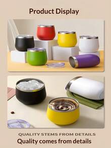 Watersy 12oz/350ml Powder Coated Flip Lid Stainless Steel Vacuum Insulated Water Bottle, Suitable For Cold & Hot Drinks, Coffee, Back To School Essential - Multicolor - View 2