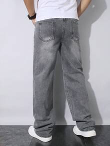 Quần jeans nam dáng tối giản, cạp chun, thích hợp mặc mùa hè và mọi mùa. - Xám - Xem 5