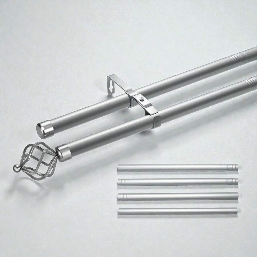 Casaisla Home Collection Cortinero Metálico Doble Extensible 80-360 cm | Negro o Plateado | Barra Decorativa para 2 Cortinas o Cortina con Velo | Control de Luz Eficas | Material Resistente | Incluye Set de Instalación - Plateado - Ver 1