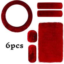 6pcs Plush Steering Wheel Cover, Armrest Pad, Shoulder Pad Combo Set For Car, Winter - Multicolor - View 5