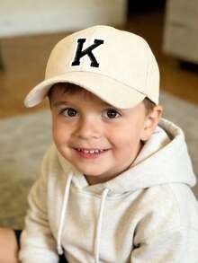 1顶儿童26字母个性化遮阳帽棒球帽男女童可调节后扣户外休闲遮阳帽3-12岁 - 米色 - 查看 2