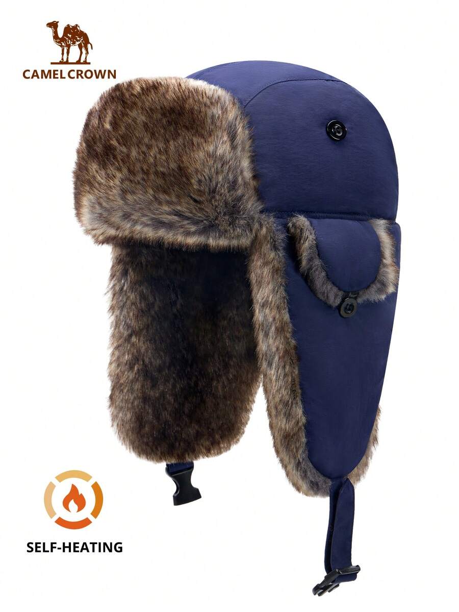 CAMEL CROWN Christmas Merry Knitted Ski Hat, Thick Warm Scarf Beanie Set, Ear & Neck Protection Thick Uniform Hat For Winter - Navy Blue - View 1