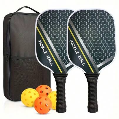 Professional Pickleball Paddle Set (2 Paddles + 4 Balls) - T700 3K Carbon Fiber Surface, USAPA Certified, High Power And Spin, Edgeless Design, Suitable For Adults
