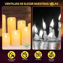 6PCS Velas Oscilante LED Sin Llama, Realista Velas de Pilar, Led Flama Realista con Movimiento Luz Vela de Lllama, Velas Decorativas para Decoración Hogar, Bodas, Fiestas, Navidad (Blanco-6) - 1 - Ver 7