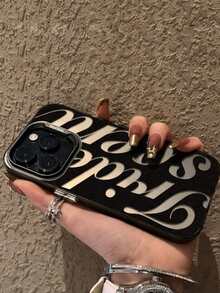 1pc Fashionable Black Line Letter IMD Material Anti-Drop Protective Phone Case, Suitable As Holiday Gift Compatible With IPhone XS/XS Max/XR/11/12/13/14/14 Plus/15/15 Plus/16/16 Plus/17 And Other Models - Multicolor - View 2