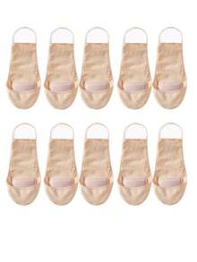 chuanwa（2） 5 pares de calcetines invisibles sin mostrar para mujer, de unicolor, ligeros, con talón antideslizante, almohadilla transpirable en la parte delantera del pie, calcetines blandos tipo barco para el verano - Multicolor - Ver 14