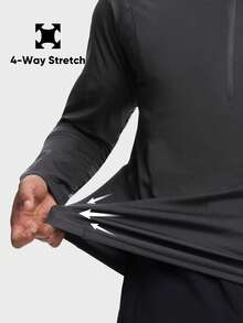 HOTSUIT Men's Spring Long Sleeve Sauna Shirts Compression Plain Men Sports Jackets With Half Zipper Ideal For Running Training, Valentine Gift - Grey - View 4