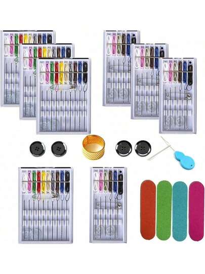 EstiloTendenciaY-Axis Juego De 8 Cajas De Costura De FijacióN RáPida Para El Hogar Y El Viaje, Kit De Agujas PreroscadasCalidad PremiumVersióN Mejorada