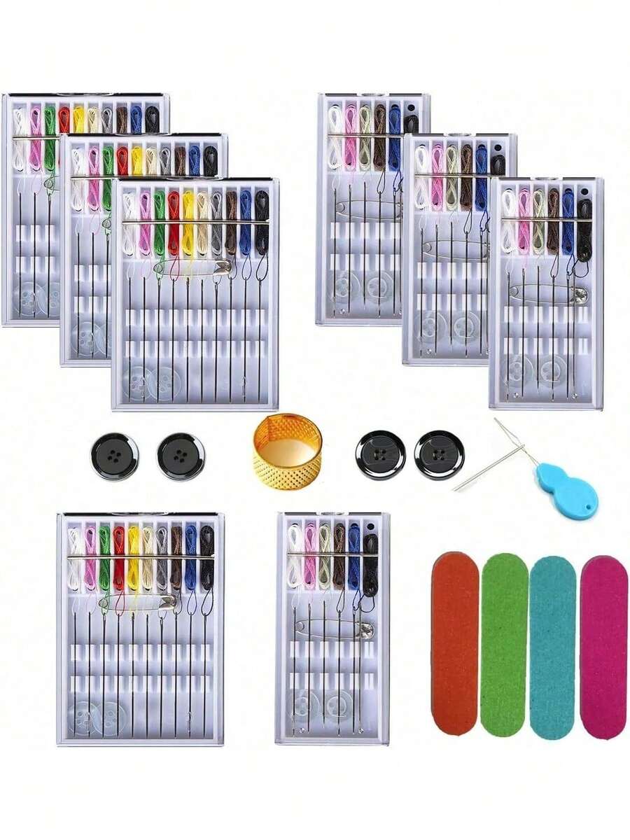 EstiloTendenciaY-Axis Juego De 8 Cajas De Costura De FijacióN RáPida Para El Hogar Y El Viaje, Kit De Agujas PreroscadasCalidad PremiumVersióN Mejorada - 1 - Ver 1