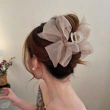 Elegant Fabric Bow Hair Clip With Tassel & Loop - Non-Slip Rectangular Hairpin, Beige//Soft Pastel Colors, Solid Color Bow Hair For Women &, Boho Wedding, Everyday, Formal Events - Hold For Braids, Buns, Ponytails, Single Hair Accessory With Delicate - Nhiều màu - Xem 2