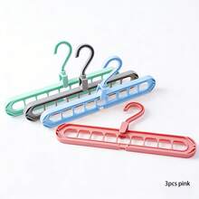1/3/6pcs 9-Hole Multi-Function Magic Hanger, Foldable, Rotatable, With Storage Rack, Decorative, Decorate Room, Decorate Home, Decorate Bedroom, Bedroom, Home Storage, Suitable For Storing T-Shirts, Shirts, Short Sleeves, Shorts, Short Skirts, Dresses, Pants, Shoes, Jeans, Skirts, White Women's T-Shirts - Pink - View 14