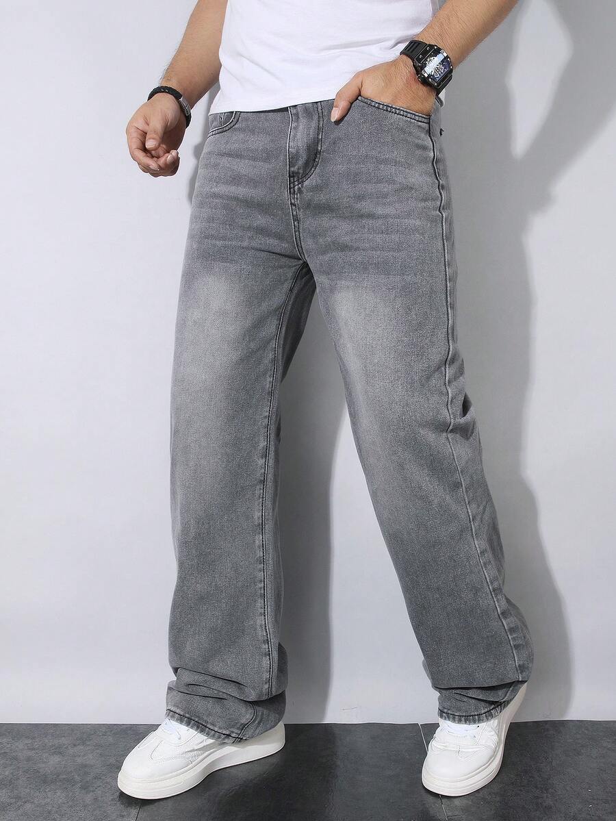 Quần jeans nam dáng tối giản, cạp chun, thích hợp mặc mùa hè và mọi mùa. - Xám - Xem 1