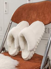 Men's Plush House Slippers With Removable Plush Lining - White - View 10