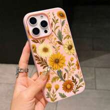お花の茎のスマホケース、ヴィンテージスタイル、 17/17pro/17promax/17Air/16/16pro/16plus/16promax/15/15promax/15pro/11/12/13/14promax/12mini/13mini/11pro/11promax/12pro/12promax/13pro/13promax/14pro/14promaxに対応、デイジーとリーフの柄のエレガントなギフト、ボタニカルイラストのレトロデザインで彼女へのプレゼント、アーティスティックなフラワーガーデン我が家のギフト。 - ピンク - チェックする 2