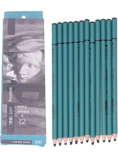 Estilo12 LáPices De CarbóN Para Dibujar, LáPices De CarbóN Medio Suaves Para Dibujar, Hacer Bocetos Y Arte Para Principiantes, Profesionales Y ArtistasVersióN Mejorada