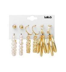 Aretes Set Arracadas Broquel Doradas Perla  Para Mujer 12p MM7N - Dorado - Ver 1