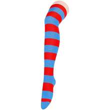 Zando Womens Thigh High Socks Striped High Knee Socks Knee High Socks For Cosplay Long Socks Over The Knee Leg Warmers,OneSize,NavyRed - Merah Tua - View 5
