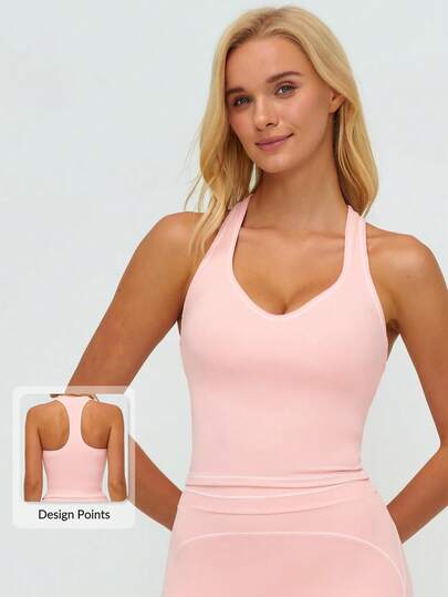 MASKERT Top deportivo para mujer, top de yoga, top deportivo de alta elasticidad, conjunto de fitness para correr, top tipo camiseta, cómodo y amigable con la piel, para verano