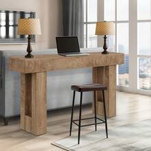 Beaully 63" Farmhouse Storage Console Table - Long Slim Wood Sofa Table, Rustic Rectangular Design For Hallway & Entryway - Natural Oak - View 5