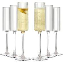 1/2/4/6pcs Set Ribbed Acrylic Champagne Flutes, 5.5oz (155.9g) Unbreakable Reusable Champagne Toasting Glasses - Modern Elegant, Suitable For Wedding, Party, Anniversary, Christmas, Birthday - Transparent - View 1
