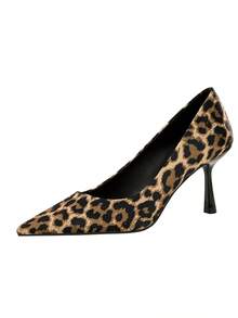 European & American Pointed Toe Leopard Print Sexy Stiletto Commuting & Casual Low Vamp Elegant Ladies' Pumps - Leopard Print - View 8