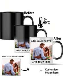 1个个性化变色咖啡杯，可定制变色图案，可定制照片，保温效果好，是送给家人和朋友的完美礼物，适合任何特殊场合或作为独特礼物，多功能、耐用、优雅、可重复使用、精致、时尚。